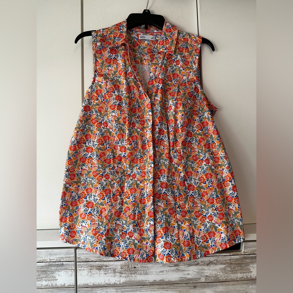 croft & barrow Floral Sleeveless Blouse - White, Orange, Red, Blue